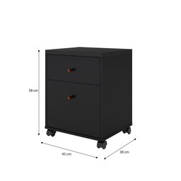 Conjunto Escritório Office 4 Peças Mesa Gaveteiro Armário Buffet Berlin - Vianossa - Preto e - 5