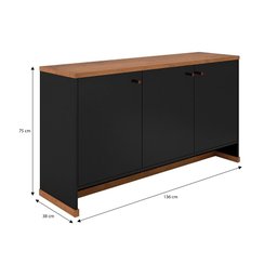 Conjunto Escritório Office 4 Peças Mesa Gaveteiro Armário Buffet Berlin - Vianossa - Preto e - 4