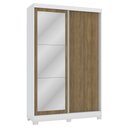 Ver imagem 1 de Guarda Roupa 2 Portas Correr Espelho e Pés Branco/nogueira Cb01n571