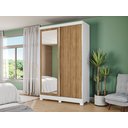 Ver imagem 3 de Guarda Roupa 2 Portas Correr Espelho e Pés Branco/nogueira Cb01n571