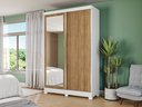 Ver imagem 3 de Guarda Roupa 2 Portas Correr Espelho e Pés Branco/nogueira Cb01n571