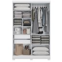 Ver imagem 2 de Guarda Roupa 2 Portas Correr Espelho e Pés Branco/nogueira Cb01n571