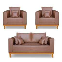 Kit 2 Poltrona + Sofa 2 Lugar Benny Corino - 1