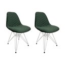 Ver imagem 1 de Kit 2 Cadeiras Jantar Estofadas Verde Eiffel Eames Base Ferro Branco - Cor: Verde