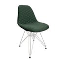 Ver imagem 6 de Kit 2 Cadeiras Jantar Estofadas Verde Eiffel Eames Base Ferro Branco - Cor: Verde