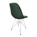 Ver imagem 4 de Kit 2 Cadeiras Jantar Estofadas Verde Eiffel Eames Base Ferro Branco - Cor: Verde