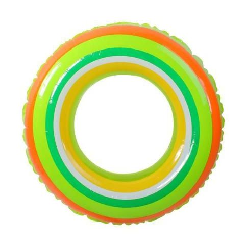 Boia Inflável Circular Listrada Colorida Brinquedo Piscina