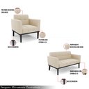 Ver imagem 3 de Conjunto Poltrona e Namoradeira Decorativa Karen Pés Fixo em Madeira Preto Suede Bege G19 - Gran Bel