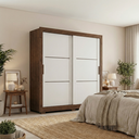 Ver imagem 1 de Guarda Roupa Casal 2 Portas de Correr e 4 Gavetas Jacaranda/Off White Titanium