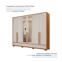 Ver imagem 6 de Guarda Roupa Casal com Espelho 6 Portas 3 Gavetas 100% MDF Prime Freijó Trend/Off White Marrom