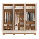 Ver imagem 4 de Guarda Roupa Casal com Espelho 6 Portas 3 Gavetas 100% MDF Prime Freijó Trend/Off White Marrom