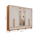 Ver imagem 3 de Guarda Roupa Casal com Espelho 6 Portas 3 Gavetas 100% MDF Prime Freijó Trend/Off White Marrom