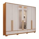 Ver imagem 2 de Guarda Roupa Casal com Espelho 6 Portas 3 Gavetas 100% MDF Prime Freijó Trend/Off White Marrom