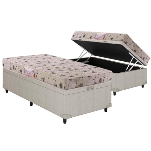 Cama Box Baú Solteiro: Colchão Espuma Herval D26 Sueño + Base CRC Courano Clean(88x188)