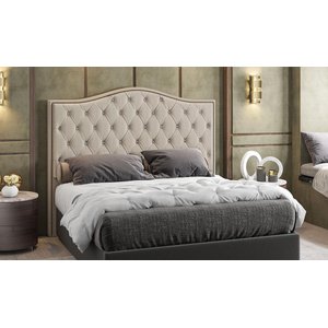 Cabeceira Estofada Cama Box King 1,95 Viena para Quarto em Linho Bege - Larbelle