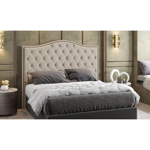 Cabeceira Estofada Cama Box King 1,95 Viena para Quarto em Linho Bege - Larbelle