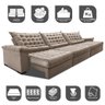 Sofá Retrátil e Reclinável 3,85m Molas Ensacadas Cama inBox Big Space com Bordado 3D Velusoft - 3
