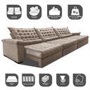 Ver imagem 3 de Sofá Retrátil e Reclinável 3,85m Molas Ensacadas Cama inBox Big Space com Bordado 3D Velusoft
