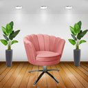 Ver imagem 4 de Kit Duas Poltronas Giratórias Pétala em Sued Premium Rose Sua Casa Decorações