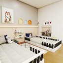 Ver imagem 5 de Conjunto com 2 Camas Infantil Montessoriana Solteiro Cori Yescasa Branco/Preto