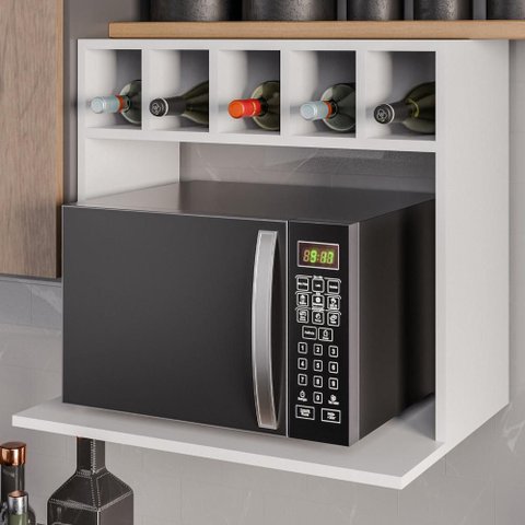 Suporte Microondas Nicho Garrafeiro Lisa 60 Cm Bp Eratto Moveis - Branco