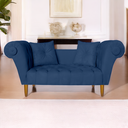 Ver imagem 2 de Namoradeira Recamier Sofá Decorativo 02 Lugares Dubai Suede Azul Marinho - Incasa Decor