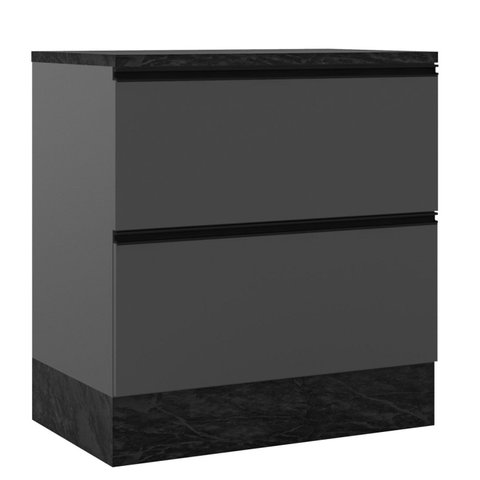 Balcão para Cozinha com Tampo 80cm 1 Porta 1 Gaveta Etna Cinza/Grafite