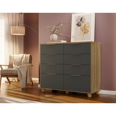 Cômoda Dubai Intense 121cm 6 Gavetas e 2 Gavetões - Nature/alasca Vila Rica