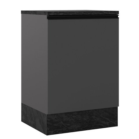 Balcão para Cozinha com Tampo 58cm 1 Porta Etna Cinza/Grafite