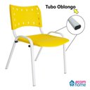 Ver imagem 5 de Kit com 10 Cadeiras Iso para Escola Escritório Comércio Amarela Base Branca