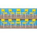 Ver imagem 1 de Kit com 10 Cadeiras Iso para Escola Escritório Comércio Amarela Base Branca