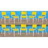Kit com 10 Cadeiras Iso para Escola Escritório Comércio Amarela Base Branca - 1