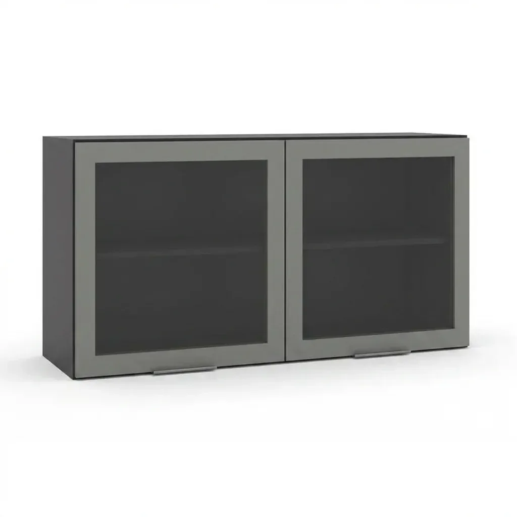 Ver imagem 3 de Armário para Cozinha Aéreo 120cm 2 Portas com Vidro Etna Grafite