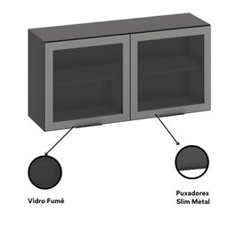 Armário Aéreo para Cozinha 120cm 2 Portas com Vidro Etna - 6 Armário Aéreo para Cozinha 120cm 2 Portas com Vidro Etna - 6