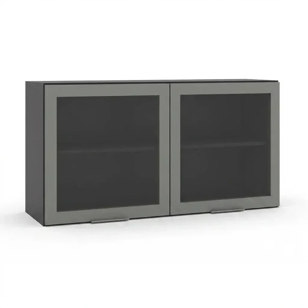Ver imagem 3 de Armário de Cozinha Aéreo 120cm 2 Portas com Vidro Etna Grafite Cinza