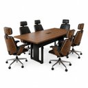 Ver imagem 2 de Kit 7 Peças Mesa Reunião 200cm e 6 Cadeiras Presidente Marrom e Preto Yescasa