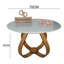 Ver imagem 2 de Mesa de Centro Cebola Redonda MDF Vidro Madeira 70cm Off White Decoraper Laqueada
