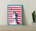 Ver imagem 1 de Quadro Decorativo Estatua Liberdade + Vidro 33x25 Escrtório:azul