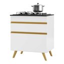 Ver imagem 2 de Balcão Cozinha para Cooktop 70cm 1 Porta 1 Gaveta Veneza Multimóveis V3706 Branco/dourado