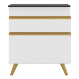 Balcão Cozinha para Cooktop 70cm 1 Porta 1 Gaveta Veneza Multimóveis V3706 Branco/dourado - 5