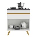 Ver imagem 4 de Balcão Cozinha para Cooktop 70cm 1 Porta 1 Gaveta Veneza Multimóveis V3706 Branco/dourado