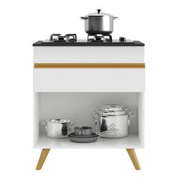 Balcão Cozinha para Cooktop 70cm 1 Porta 1 Gaveta Veneza Multimóveis V3706 Branco/dourado - 4