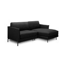 Ver imagem 2 de Sofá Decorativo Karine 3 Lugares Sala de Estar 230cm com Chaise Pés em Aço Couro Preto G88 - Gran Be
