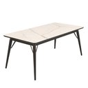 Ver imagem 1 de Mesa Jantar Netuno 6 Lugares 180x90 Cm Pés Madeira Metal Vidro Marmorizado Br