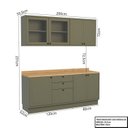 Ver imagem 3 de Cozinha Compacta Modulada 7 Portas 3 Gavetas 100% MDF 2 Tampos Sevilha Verde/Hill