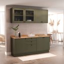 Ver imagem 4 de Cozinha Compacta Modulada 7 Portas 3 Gavetas 100% MDF 2 Tampos Sevilha Verde/Hill