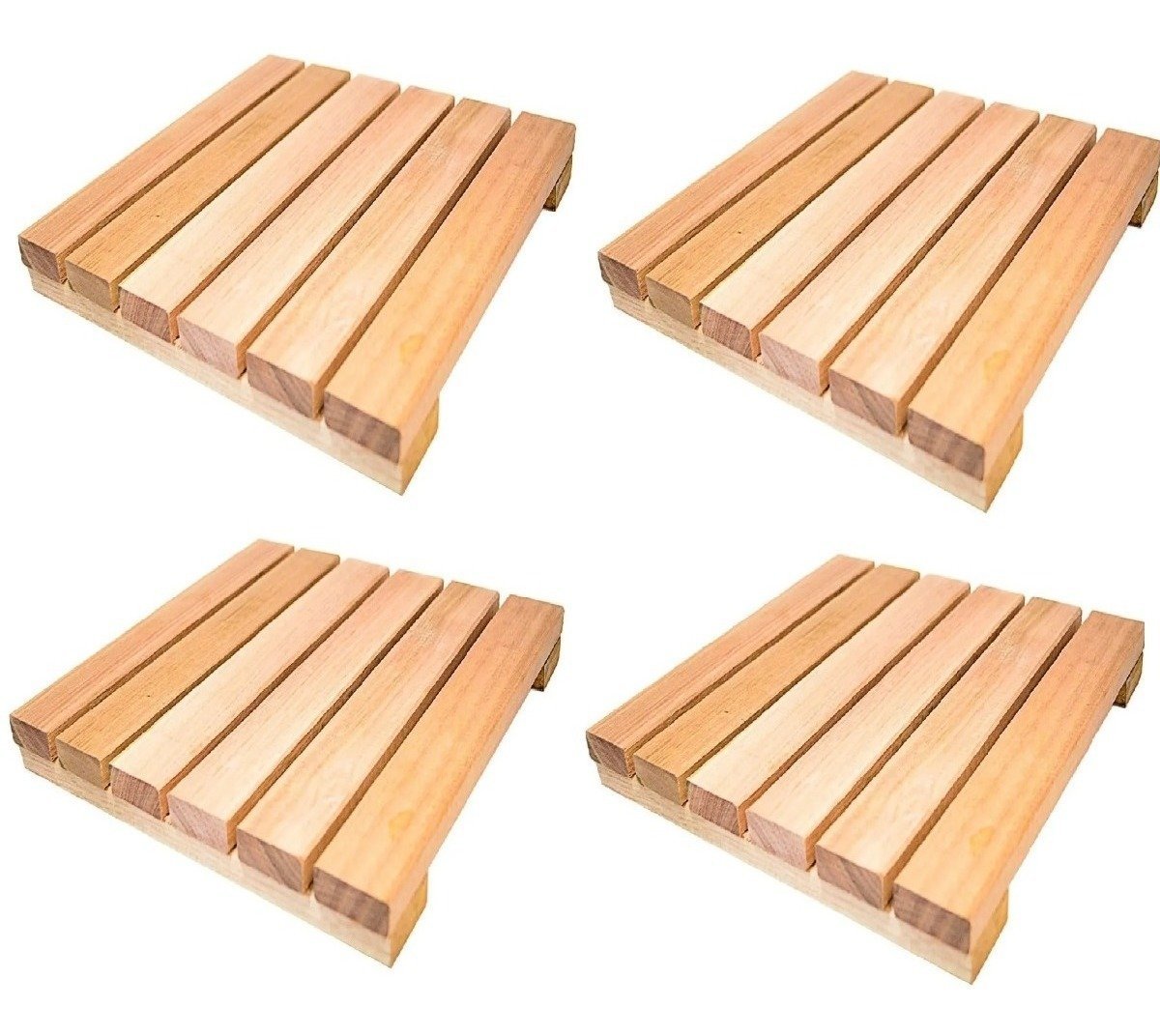 Deck Ripado Madeira Pinus 50x50cm Resistente Para Varanda Kit com 4 unidades Technox Marrom - 2