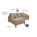 Ver imagem 6 de Sofá 3 Lugares Beny Chaise Grafite Base Madeira Linho Império Estofados