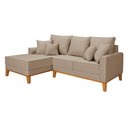 Ver imagem 2 de Sofá 3 Lugares Beny Chaise Grafite Base Madeira Linho Império Estofados