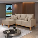 Ver imagem 1 de Sofá 3 Lugares Beny Chaise Grafite Base Madeira Linho Império Estofados